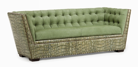 I'm green with envy! I could see this sofa in a loft or swanky boutique hotel. So much style & the beautiful shade of jade make this piece a showstopper!