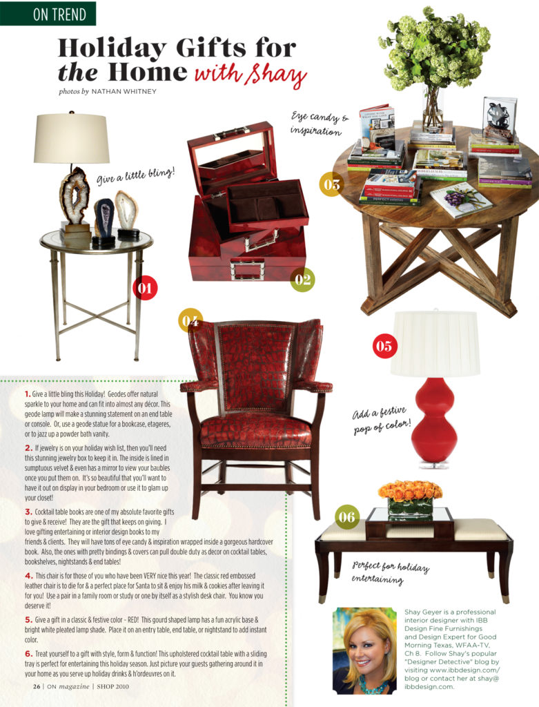 Holiday Gift Guide featured in ON Magazine